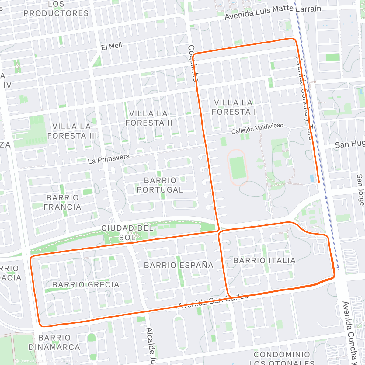 Map of the activity, Puente Alto nocturna 2025