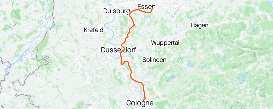 Mapa da atividade, Essen -> Köln | ab Mintard nach Kompass un Jeföhl
