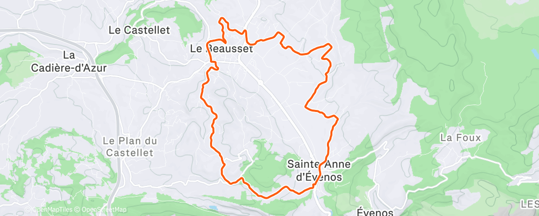 Map of the activity, Course à pied le matin