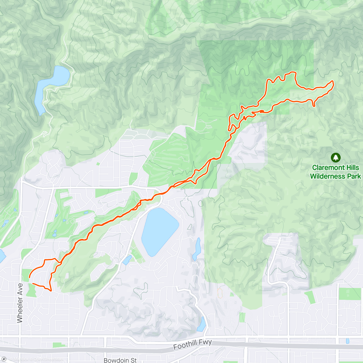 Map of the activity, Night shred down marshall with bob