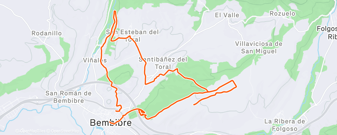 Map of the activity, Bicicleta de montaña a la hora del almuerzo