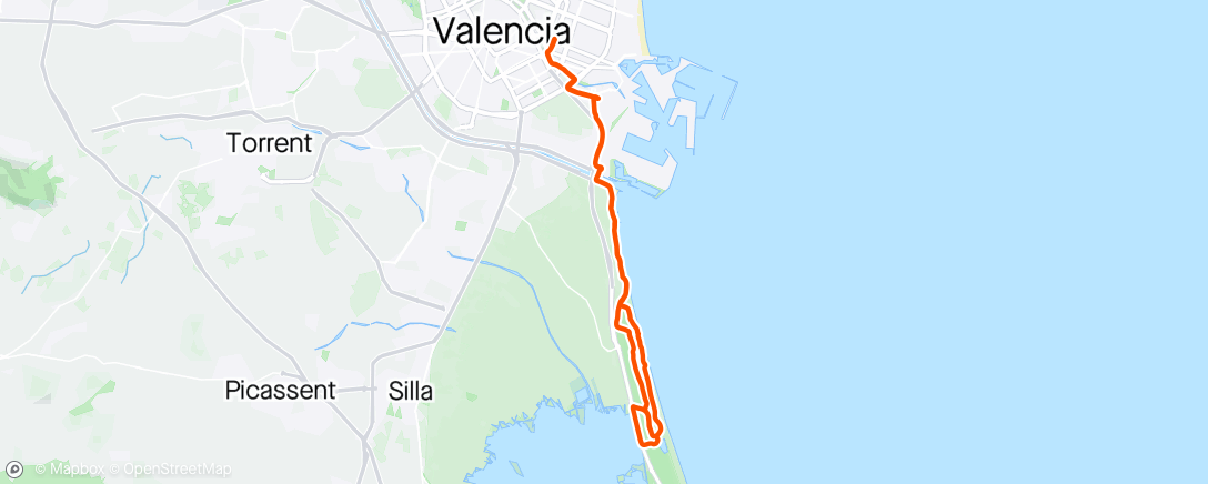 Map of the activity, Fietsrit Valencia dag 6
