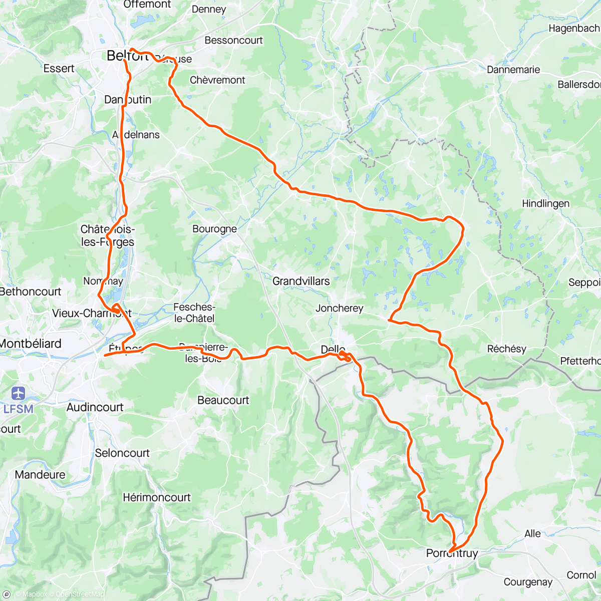 Map of the activity, Beautiful ride to Switzerland
