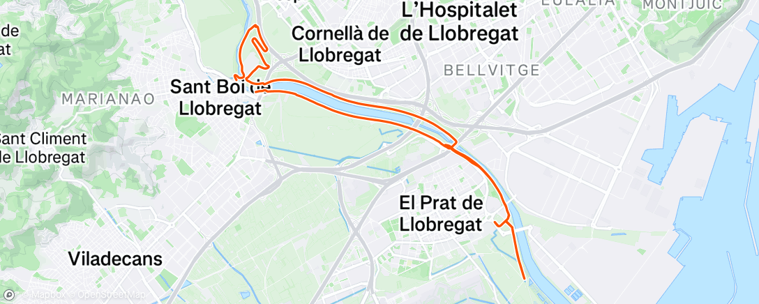 Map of the activity, Bicicleta por la tarde