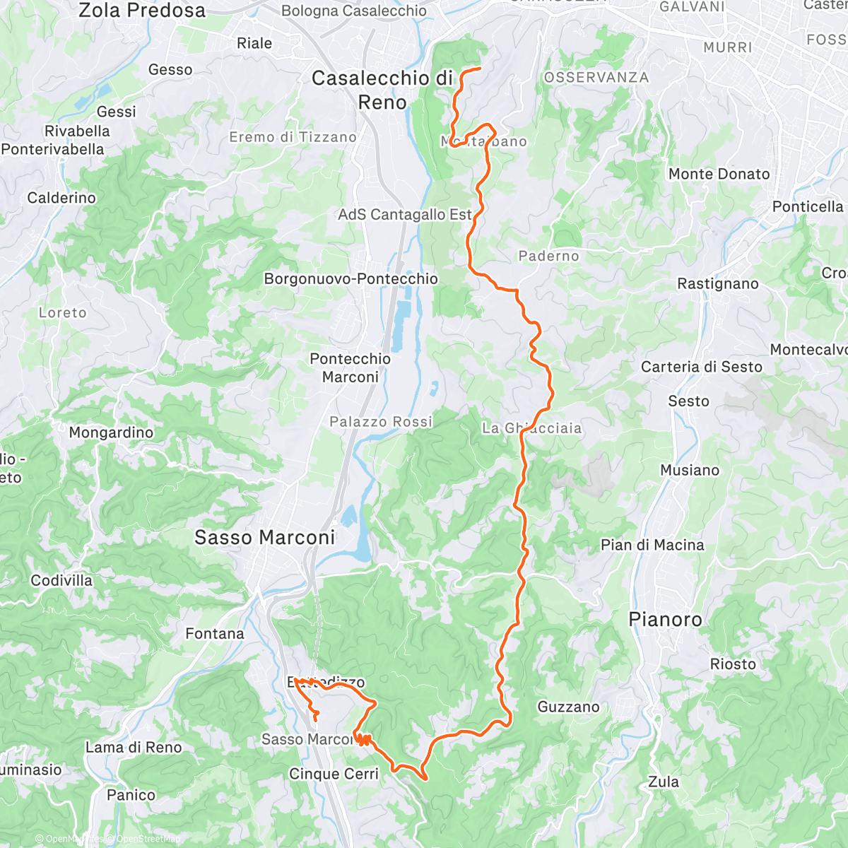 Map of the activity, ROUVY - PEDALITALY Bologna - Emilia - Italy