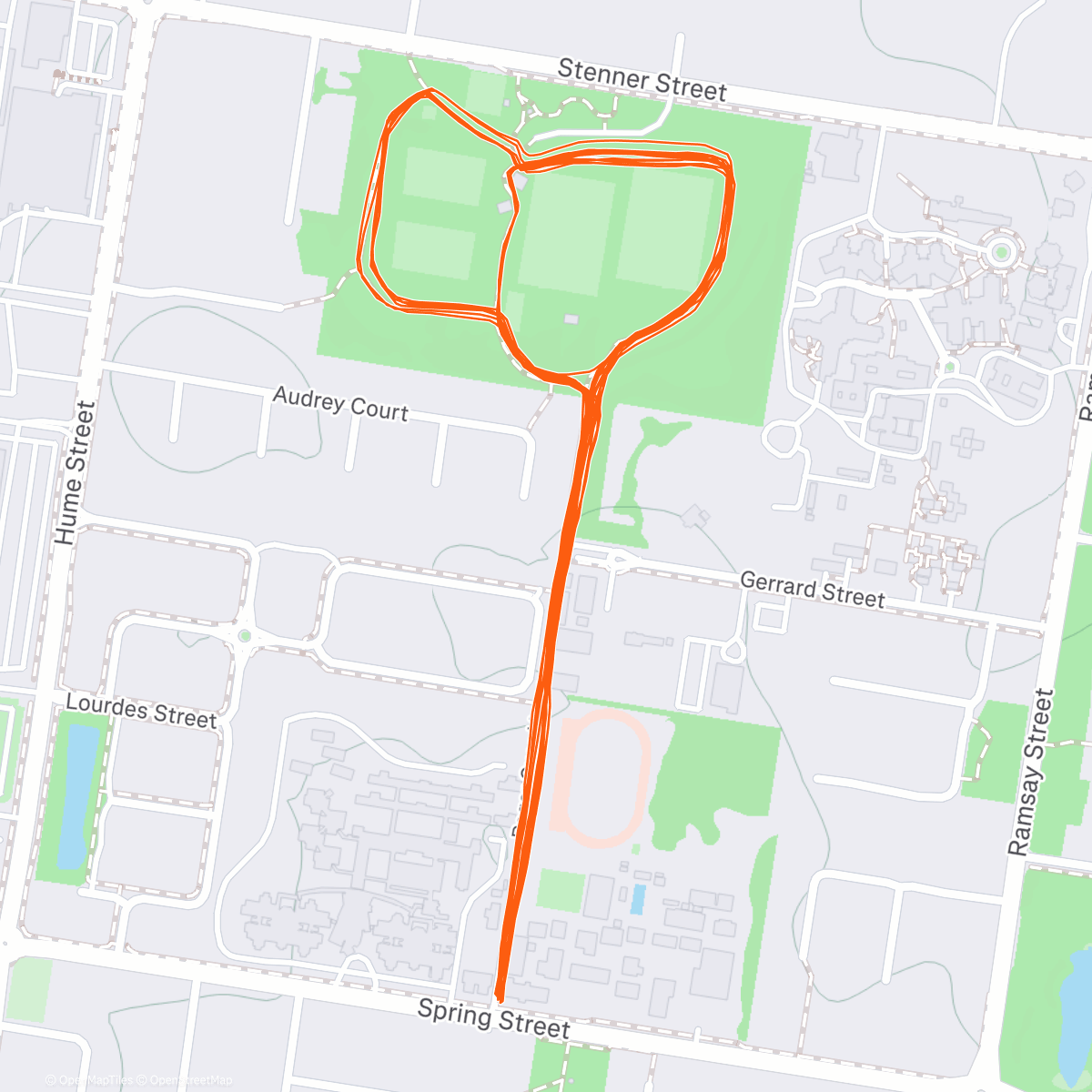 Map of the activity, 18km @ 4:45