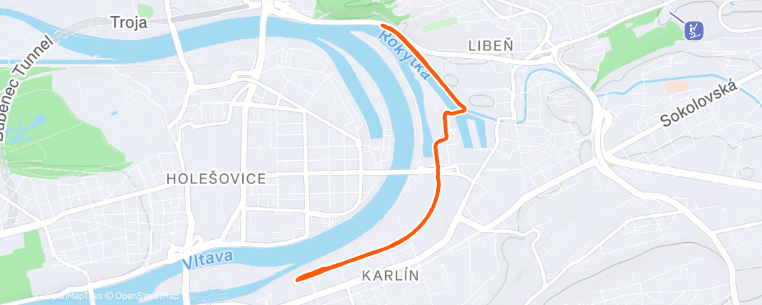 Map of the activity, Afternoon Run