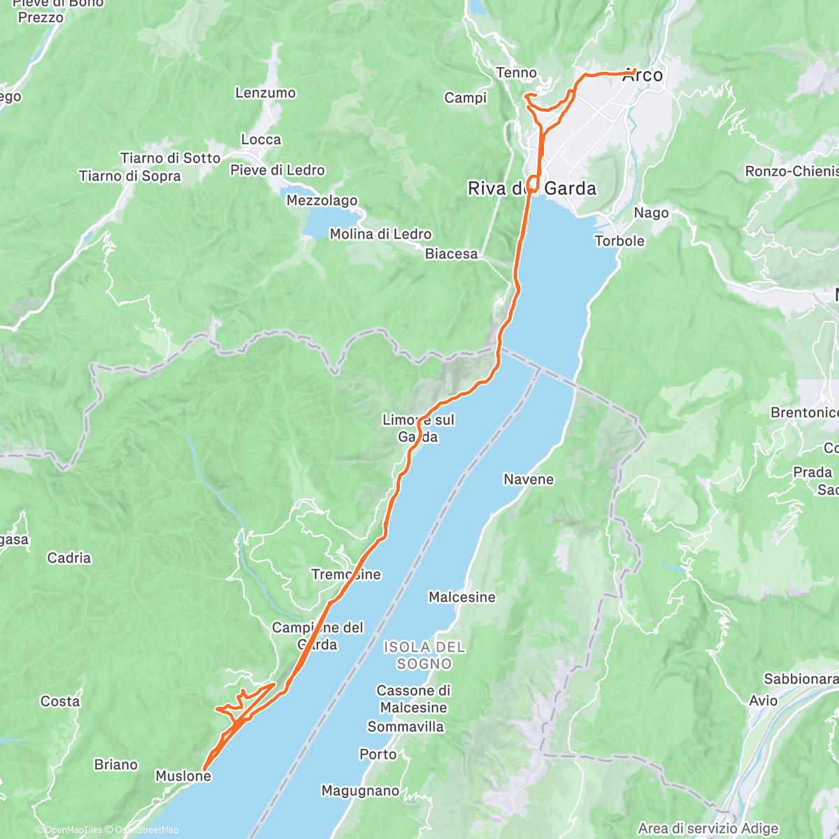 Map of the activity, Tignale and back