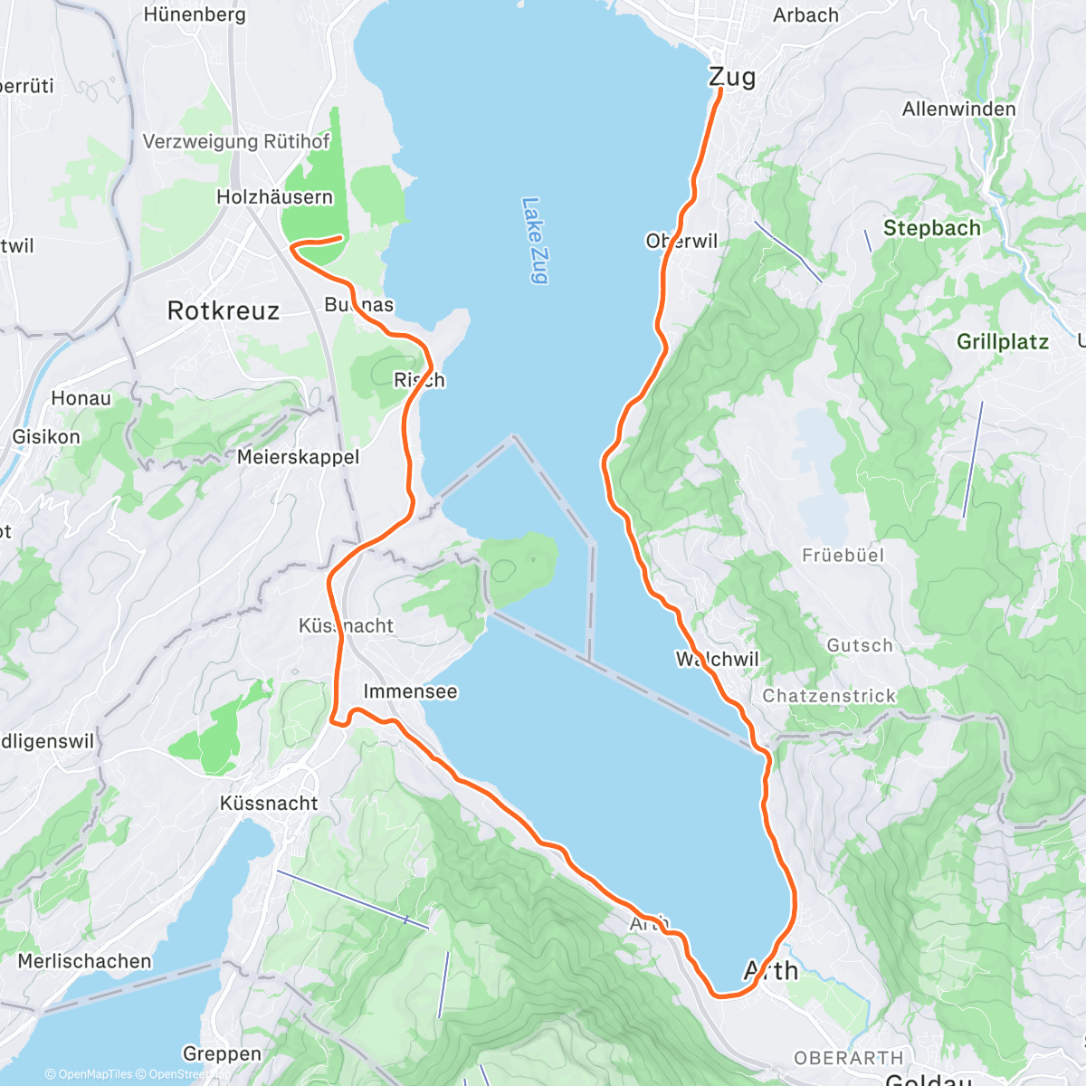 Map of the activity, ROUVY - Lake Zug | Switzerland