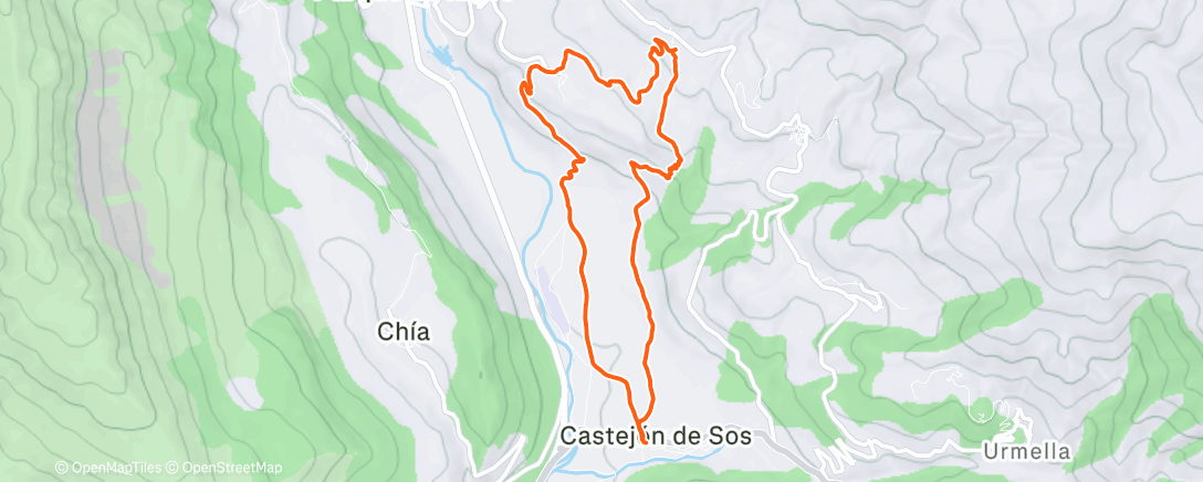 Map of the activity, Carrera de montaña por la tarde