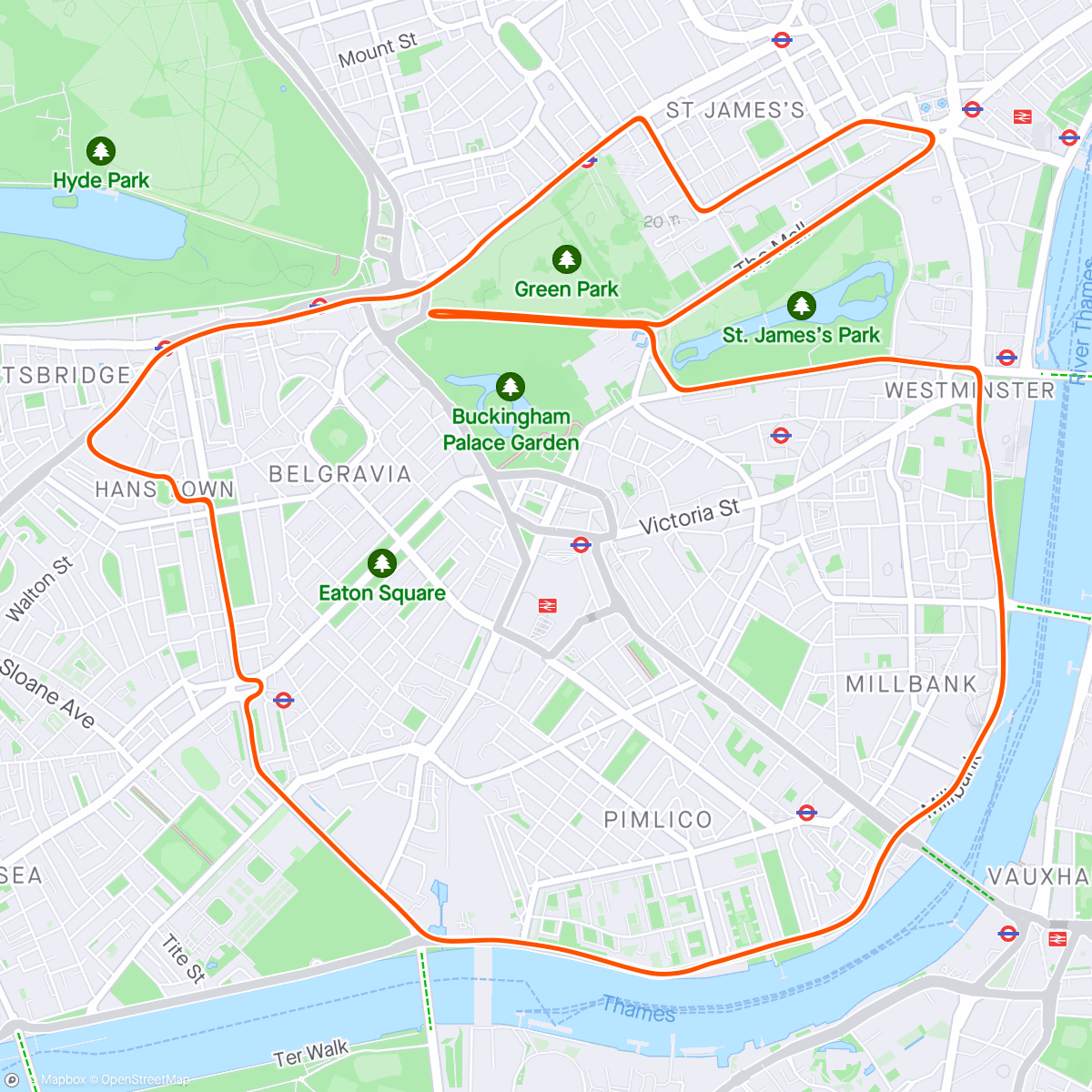 Map of the activity, Zwift - RaceWk6-Sess1-60mins 105-120% FTP Intervals in London