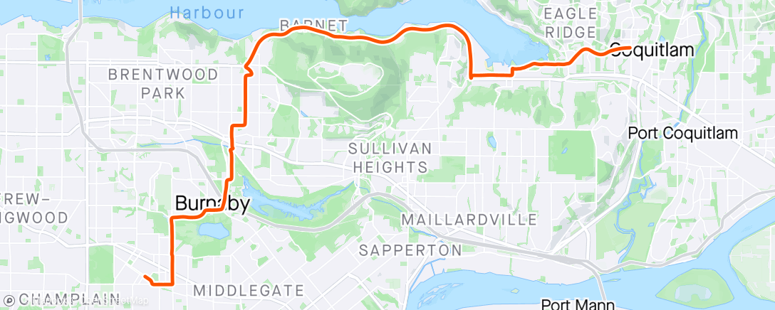 Map of the activity, Commute Ride Home
