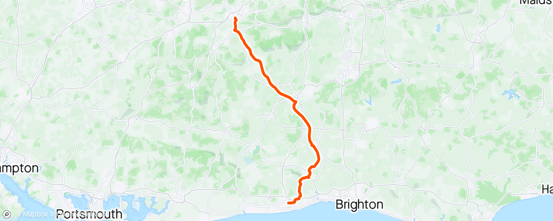 Map of the activity, Guildford to Worthing
