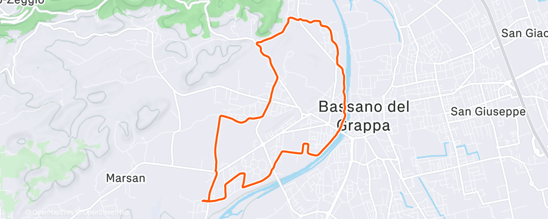 Map of the activity, Evening Run