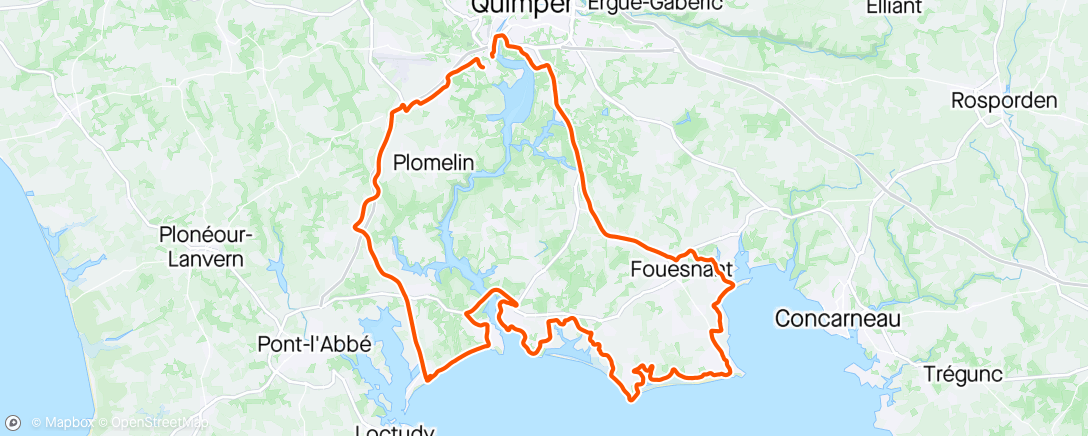 Map of the activity, Cap coz, marais de Mousterlin, Ste Marine et retour voie verte