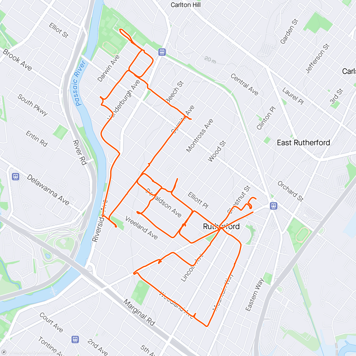 Mapa de la actividad, Rutherford Halloween skate