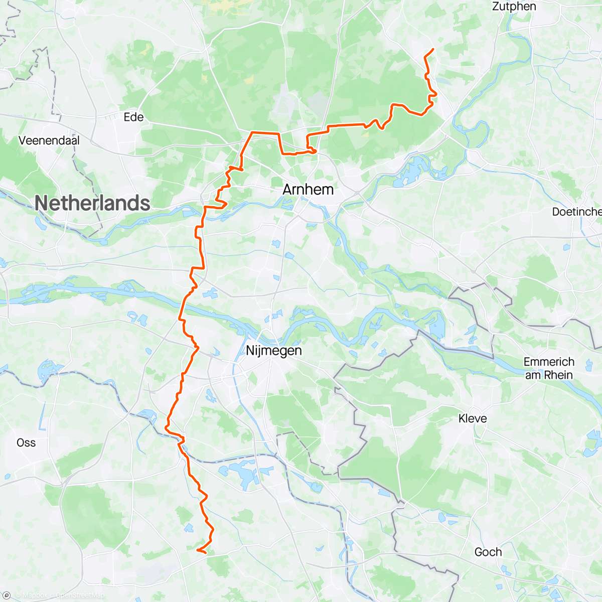 Map of the activity, Dag 1 solo bikepacken op gravelbike 🌞