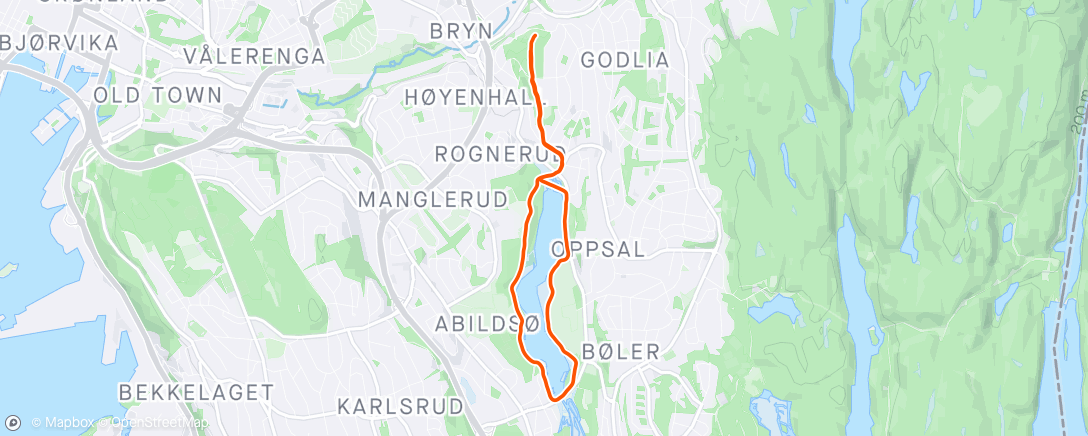 Map of the activity, Afternoon Run