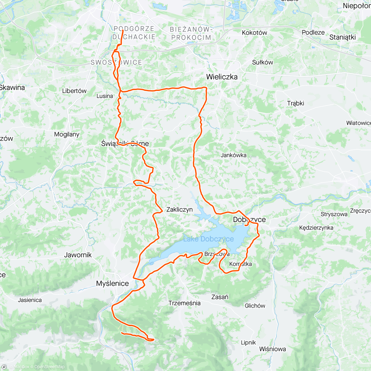 アクティビティ「Wycieczka: Chełm+Lago Dobczyckie」の地図