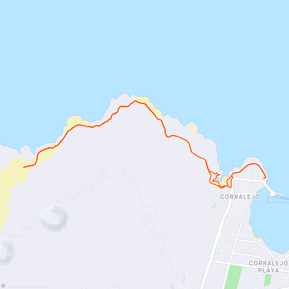 Mapa de la actividad (So the morning snack at popcorn beach isn't edible. The road looks like it's come from nowhere and is going nowhere 🤪)