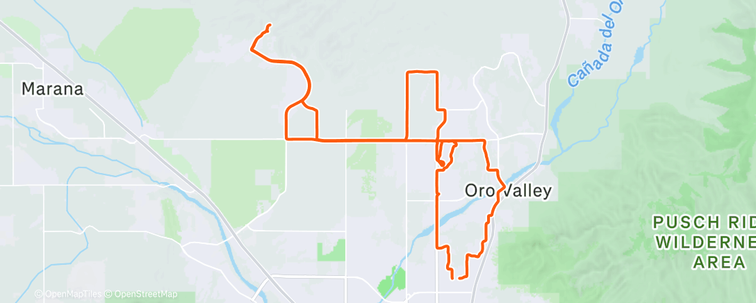 Map of the activity, Monday road miles.