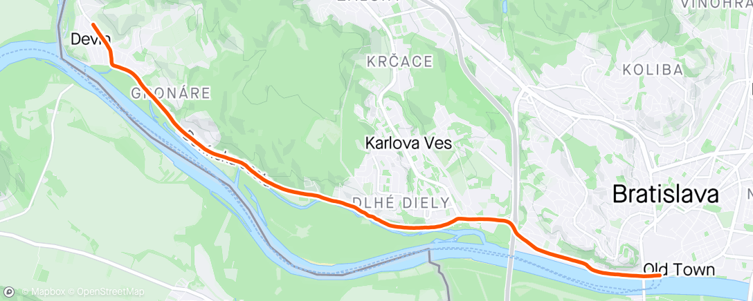 Map of the activity, Devin-Bratislava
