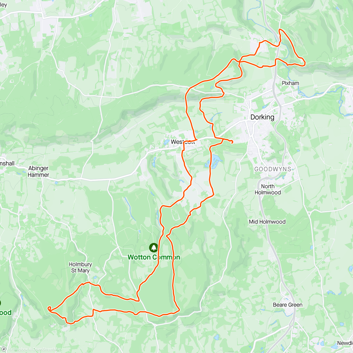 Map of the activity, Surrey Hills Three Peaks