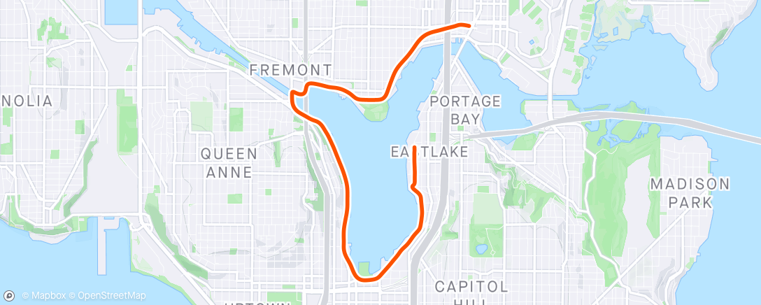 Map of the activity, Hot Lake Union Run 🥵