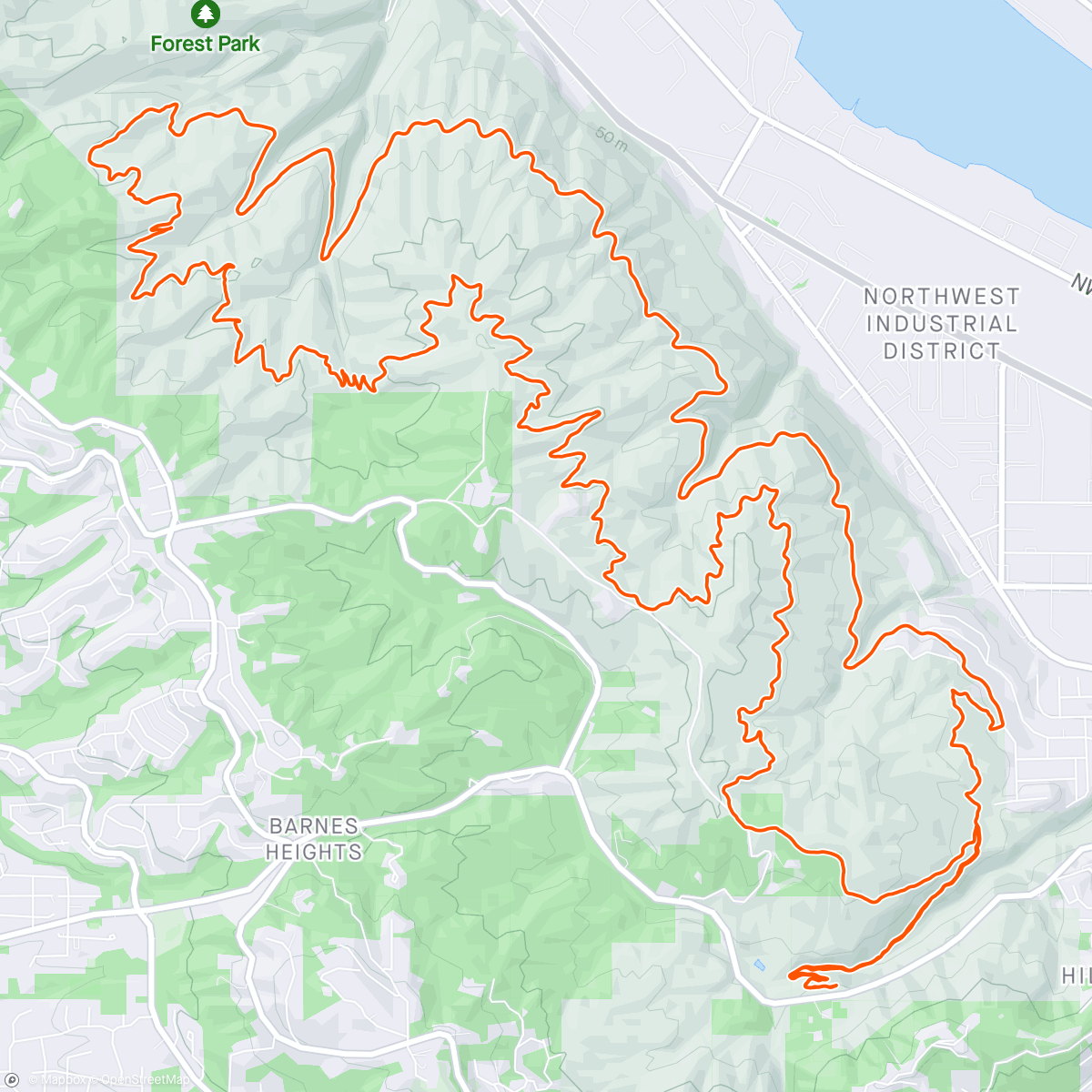 Mapa da atividade, Wildwood Trail plus a little Leif Erikson