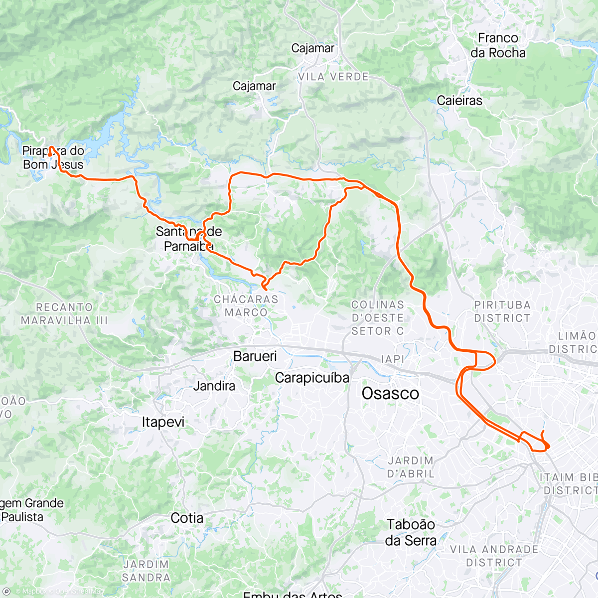 Mapa da atividade, Pirapora via Polvilho volta Folha