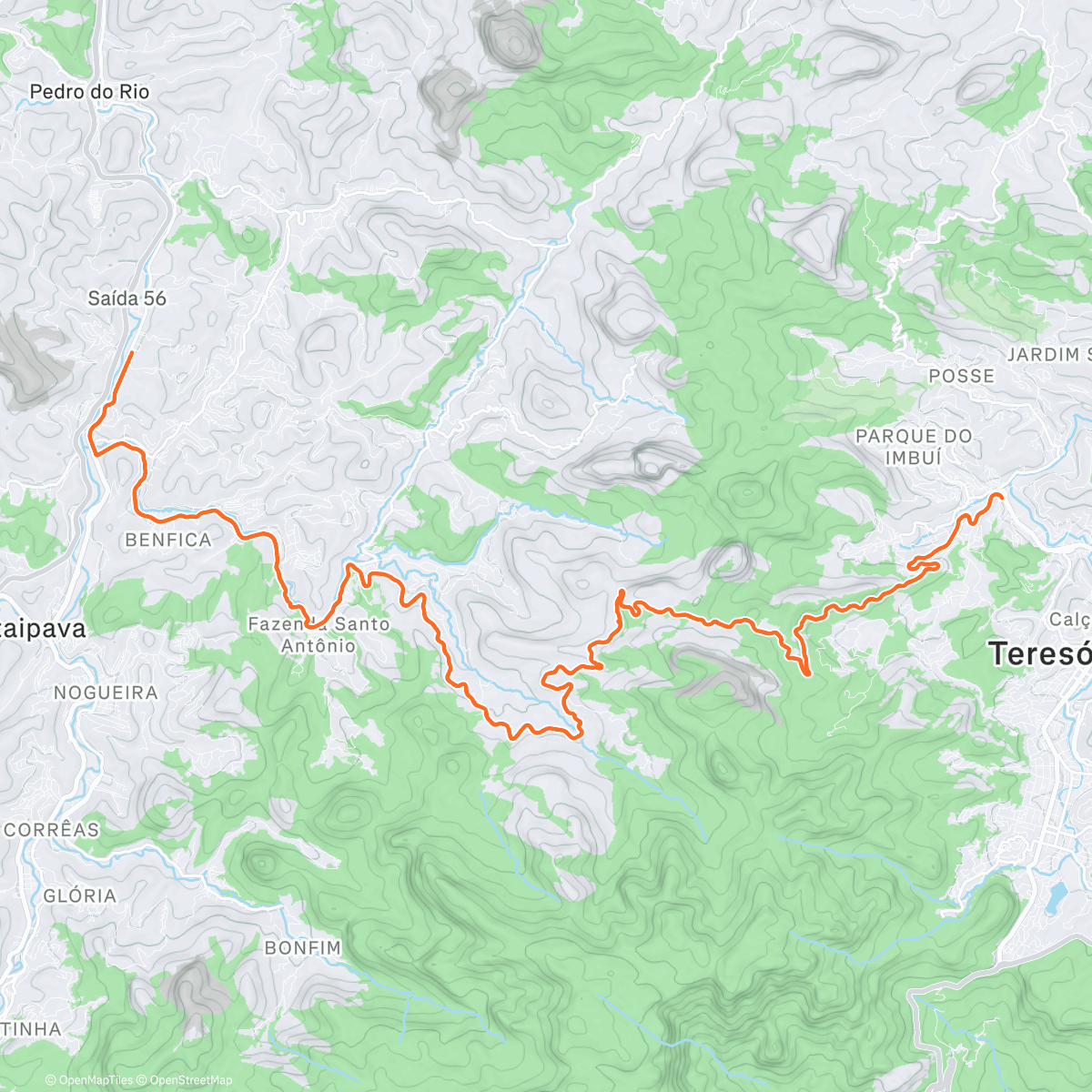 Map of the activity, Itaipava X Serra das Hortênsias X Teresópolis