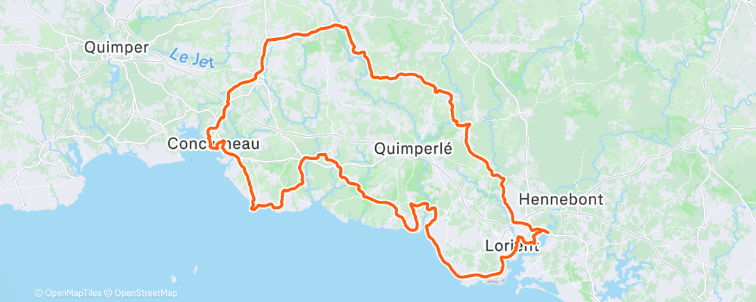Map of the activity, Un petit peu de gravel pour aller à concarneau 😜😍