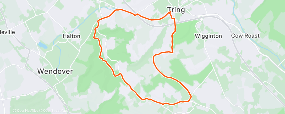 Map of the activity, Elliptigo go 70 mins. Muntjac seen.