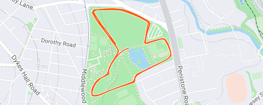 Map of the activity, Morning Run Sheffield, England ⛅