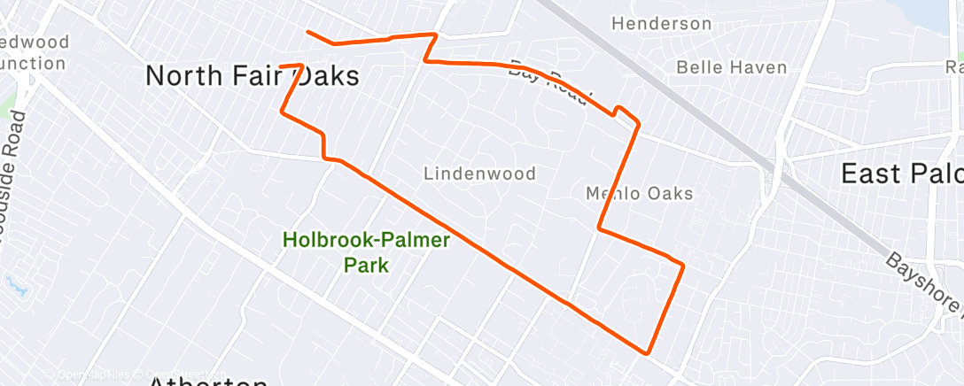 Map of the activity, Evening Run