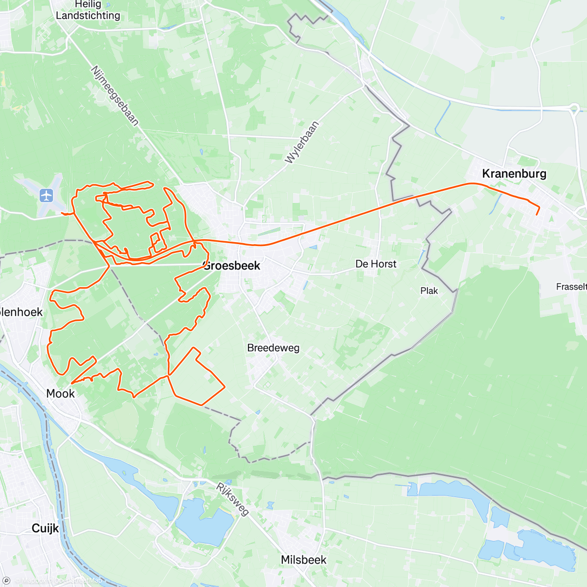 Map of the activity, MTB en KMG met een verfrissend eind.