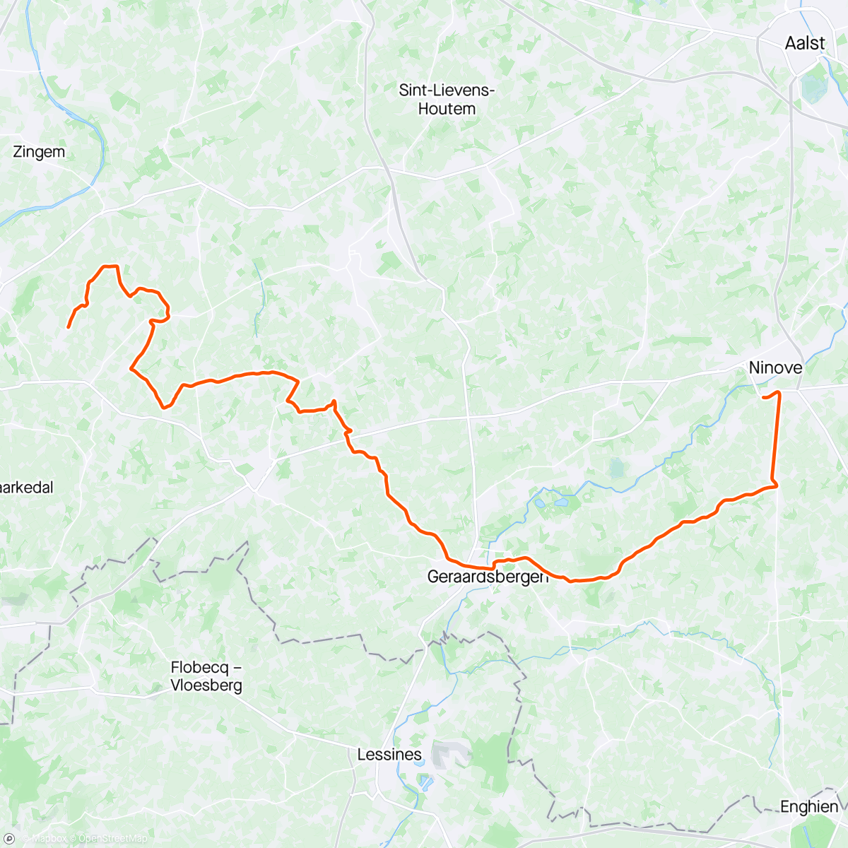「ROUVY - Kerkgate to Ninove | Belgium」活動的地圖