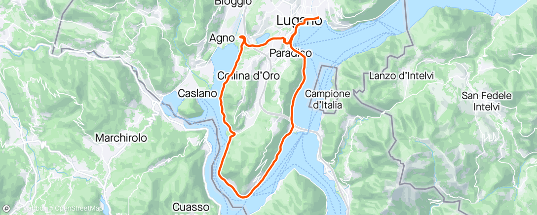 Mapa de la actividad (Lugano Agno Morcote Lugano)