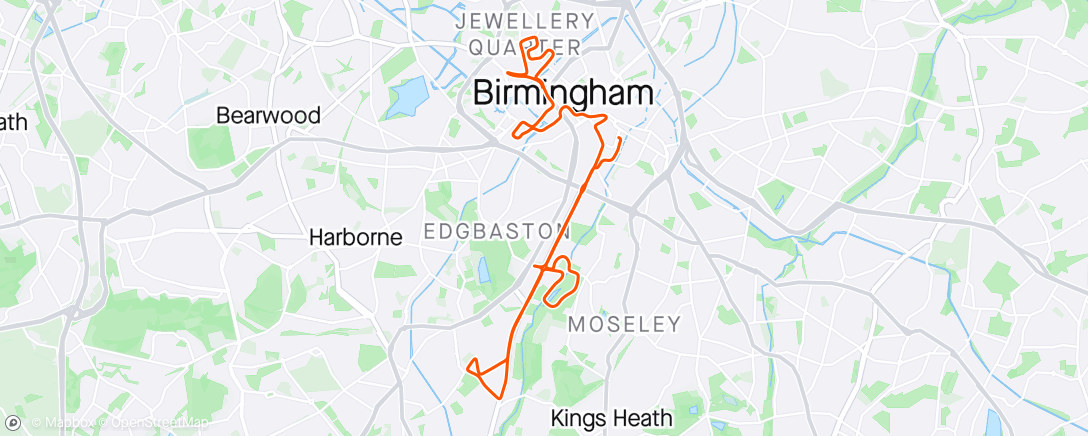 Mapa da atividade, Birmingham Half Marathon