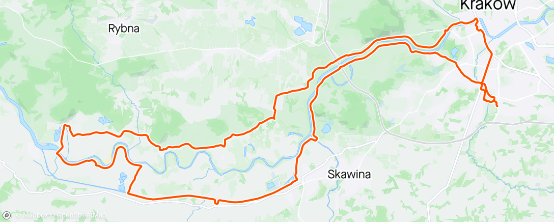 Map of the activity, Kraków-Czernichów-Łączany-Tyniec-Kraków