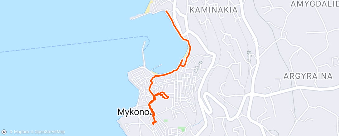 Map of the activity, Mykonos