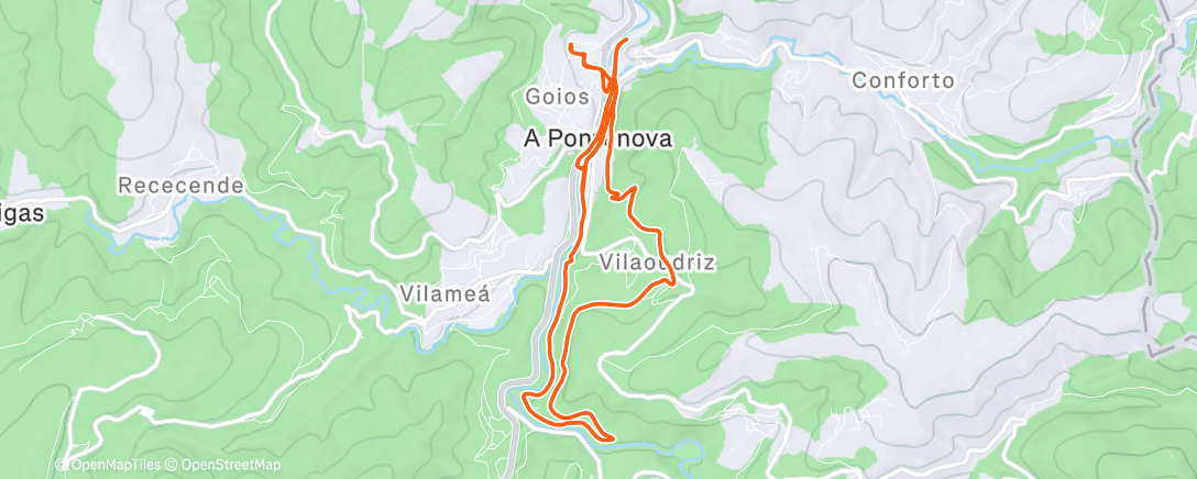 Map of the activity, Caminata de tarde