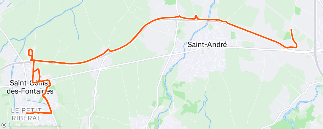 Map of the activity, Course à pied en soirée