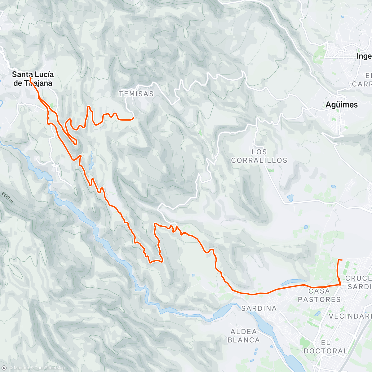 Map of the activity, Campo y playa alargado