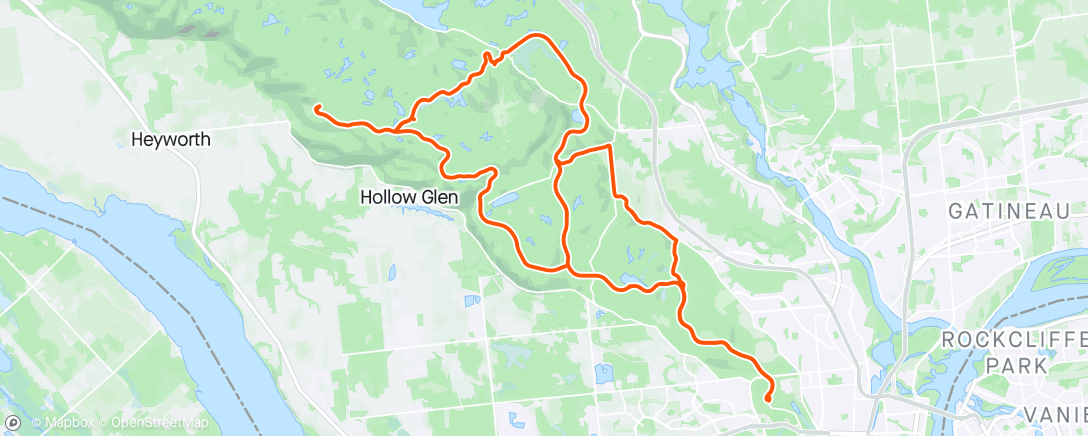 Map of the activity, Another Gatineaus Ride with Angela