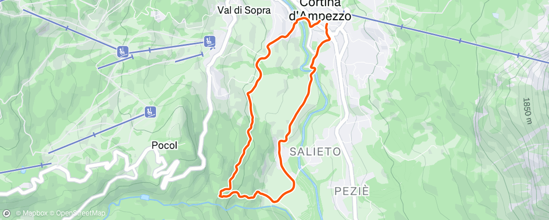 Map of the activity, DU shakeout run con Altra