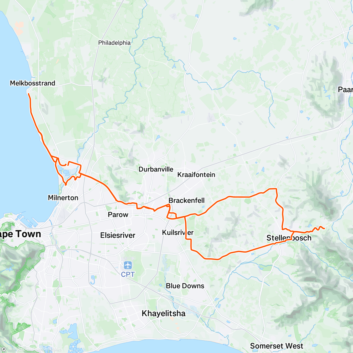 Map of the activity, Eurosteel ballies team ride (4 out of 6 members)