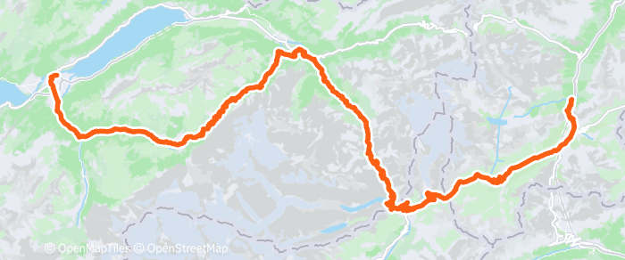 Route map of Interlaken to Andermatt