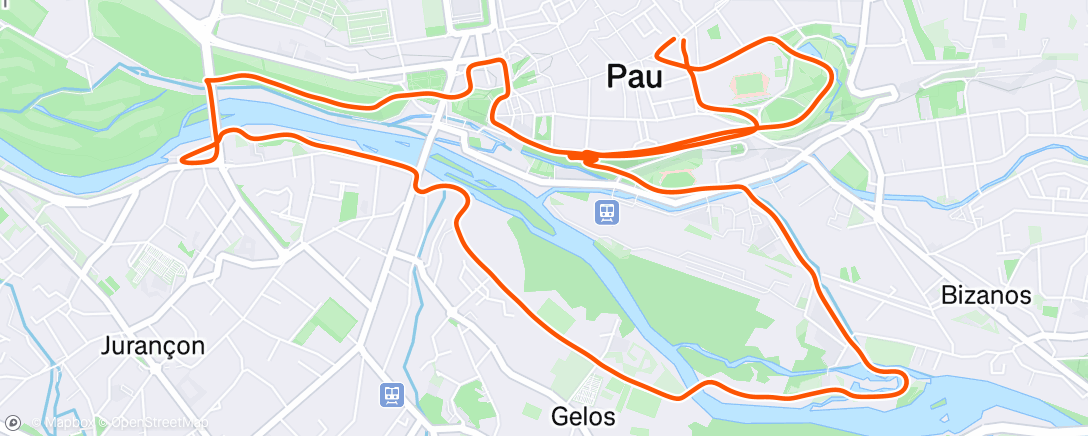 Map of the activity, Course à pied le midi