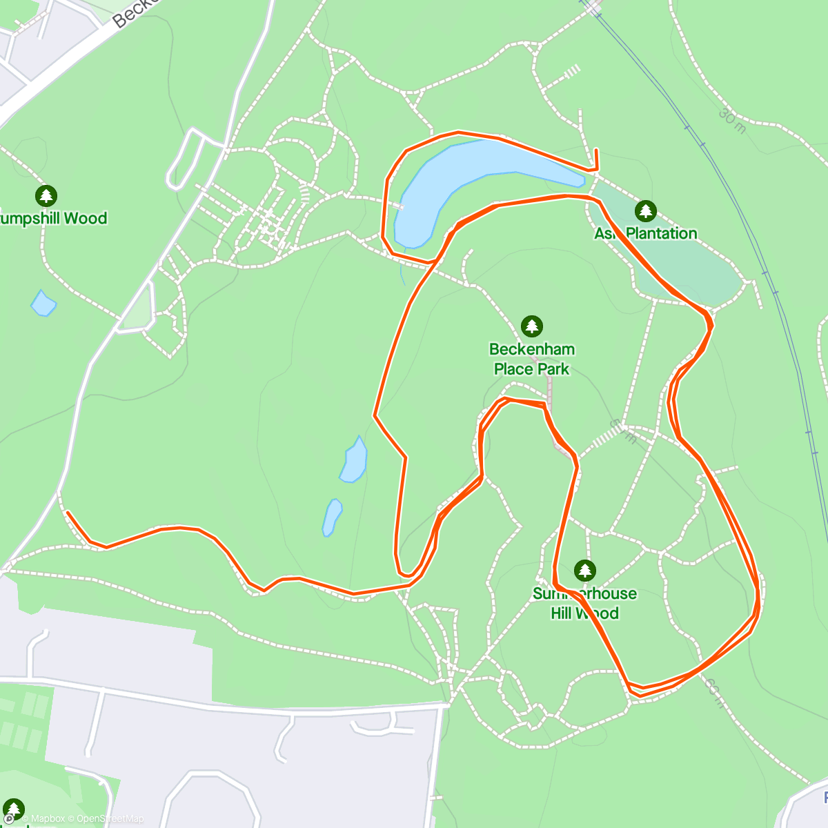 Map of the activity, Beckenham Place Parkrun (with a buggy!)